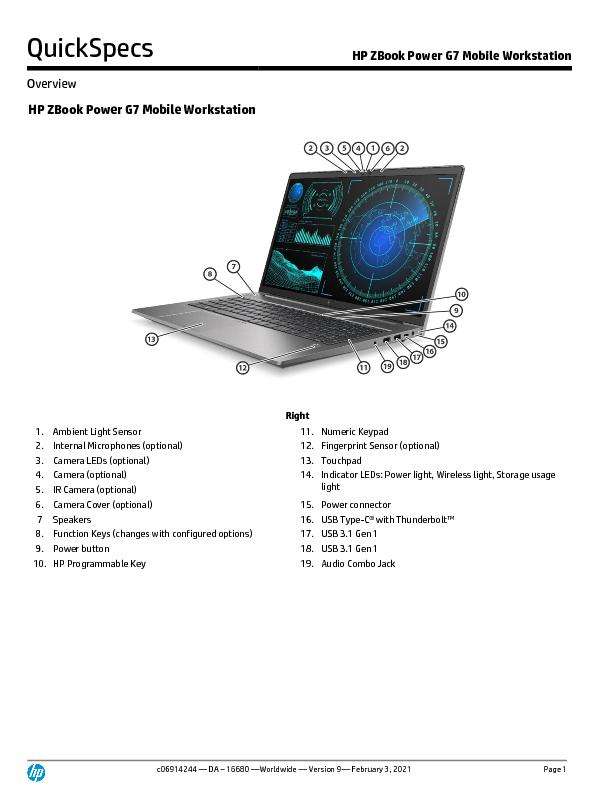 HP ZBook Power G7 Mobile Workstation Quick Specs thumb
