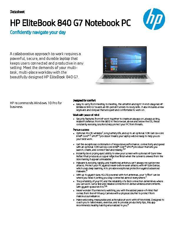 4AA7 6811ENUC HP EliteBook 840 G7 Notebook PC thumb
