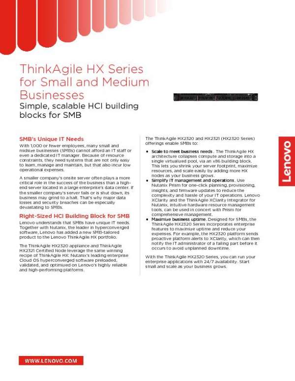 ThinkAgile HX Series for Small and Medium Businesses thumb