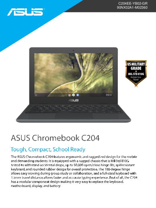 ASUS Chromebook C204EE YB02 GR Data sheet thumb