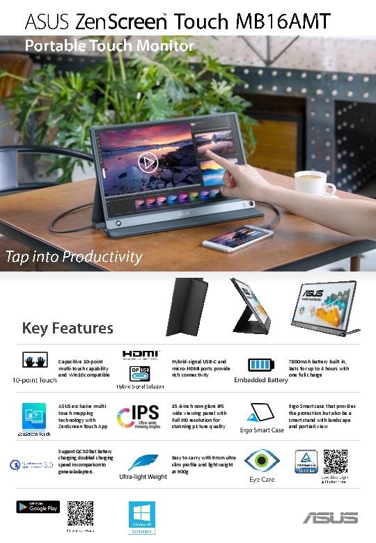 ASUS Display ZenScreen Touch MB16AMT Datasheet update thumb