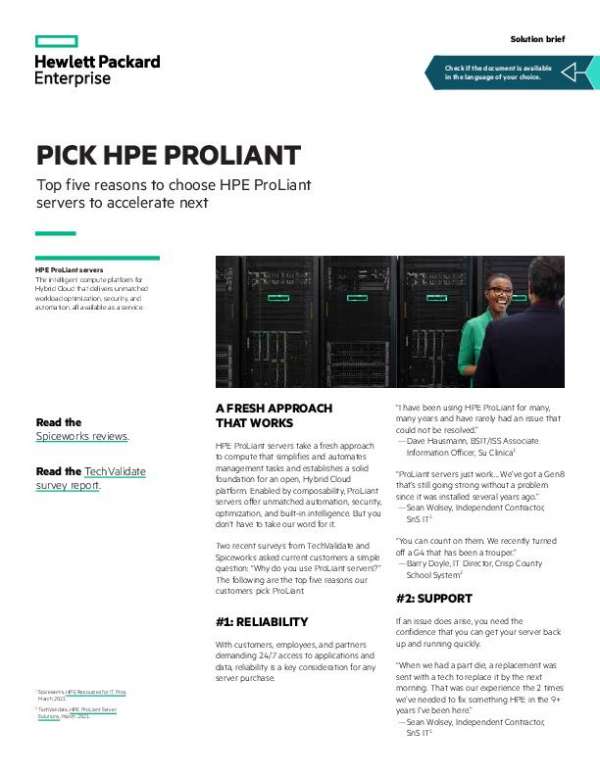 Solution Brief Pick HPE ProLiant thumb