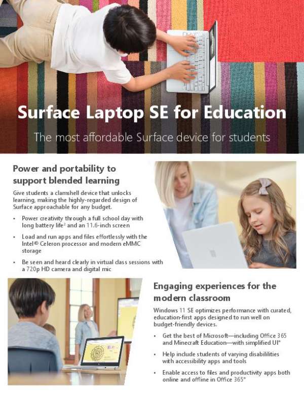 Surface Laptop SE Flyer Teaching Learning thumb