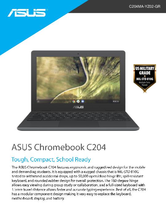 ASUS Chromebook C204MA YZ02 GR ZTE Data sheet 2 thumb
