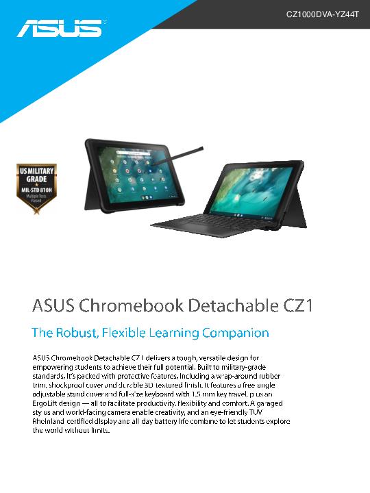 ASUS Chromebook Detachable CZ1 CZ1000DVA YZ44T Data sheet thumb