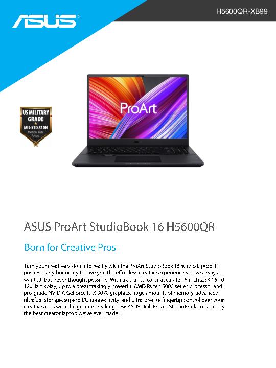 ASUS ProArt Studiobook 16 H5600QR XB99 Data Sheet thumb