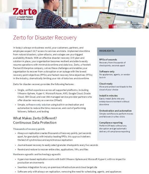 Zerto for Disaster Recovery thumb