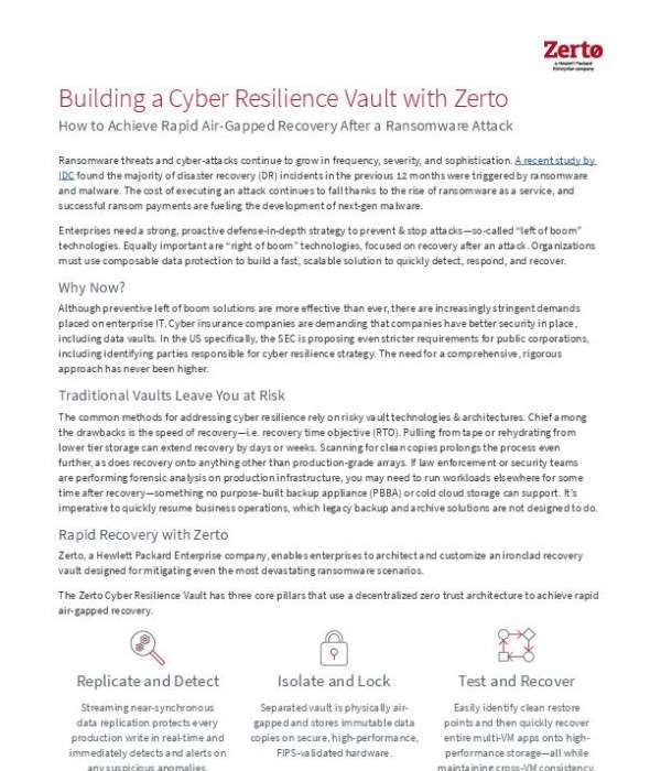 Zerto Cyber Resilience Vault SB thumb