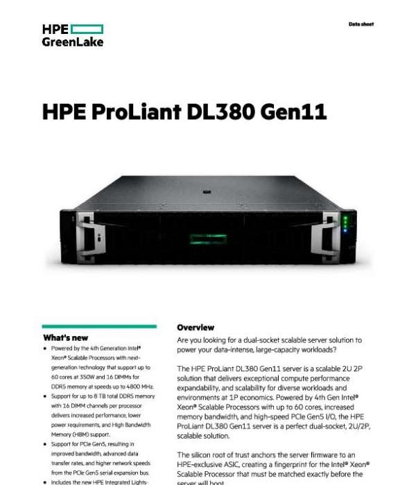 HPE ProLiant D380 Gen11 Datasheet thumb
