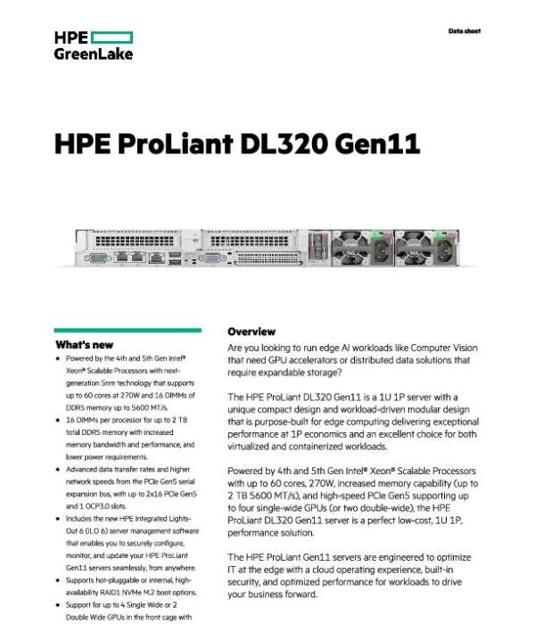 HPE ProLiant DL320 Gen11 Datasheet thumb