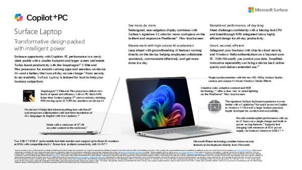 Surface Laptop Flyer and Spec Sheet C15W12 thumb