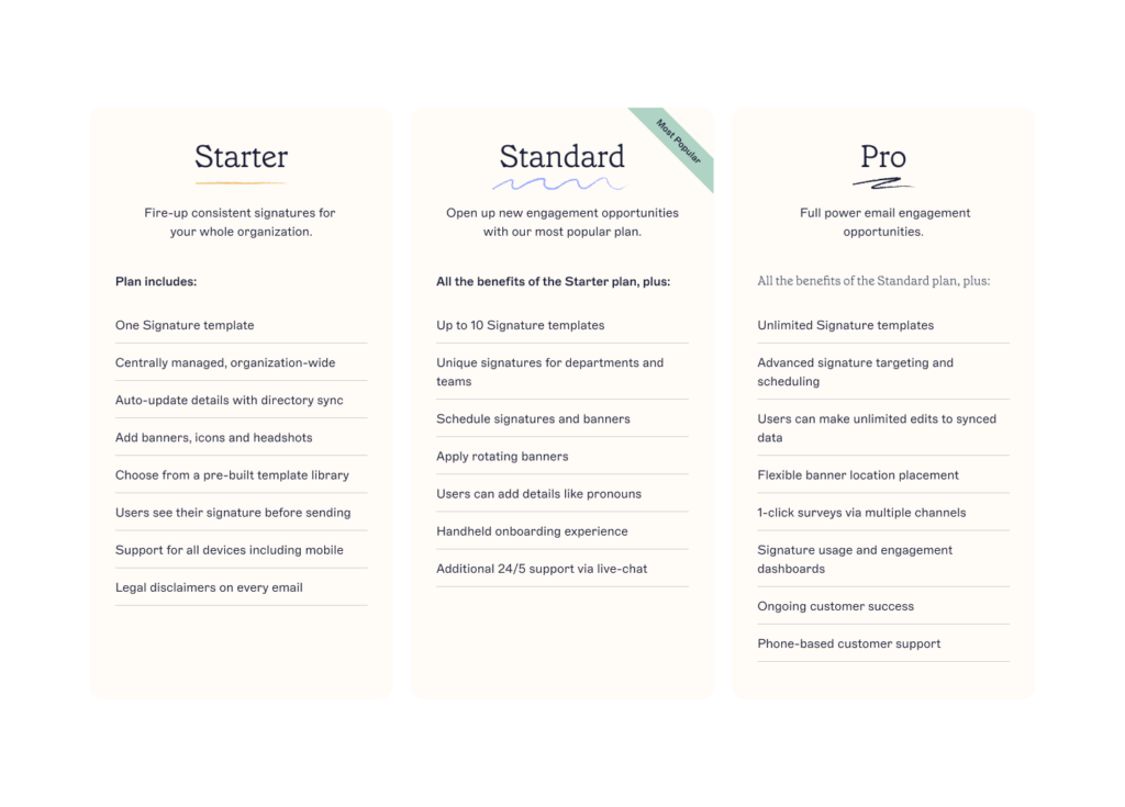 Exclaimer Plans