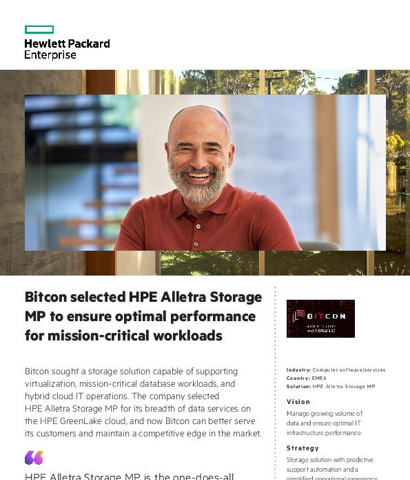 Bitcon selected HPE Alletra Storage MP to ensure optimal performance for mission critical workloads a50011388enw thumb