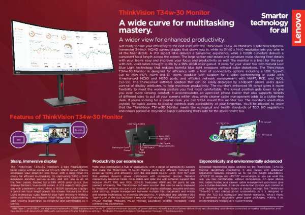 ThinkVision T34w 30 datasheet EN thumb