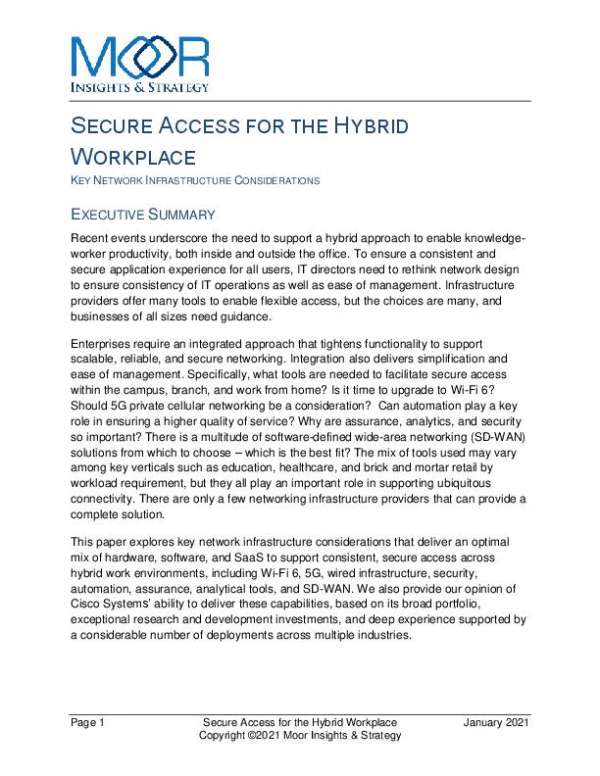 Moor Insights Secure Access for the Hybrid Workplace thumb